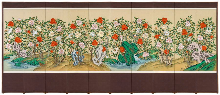 모란도 병풍 — 조태정 작품